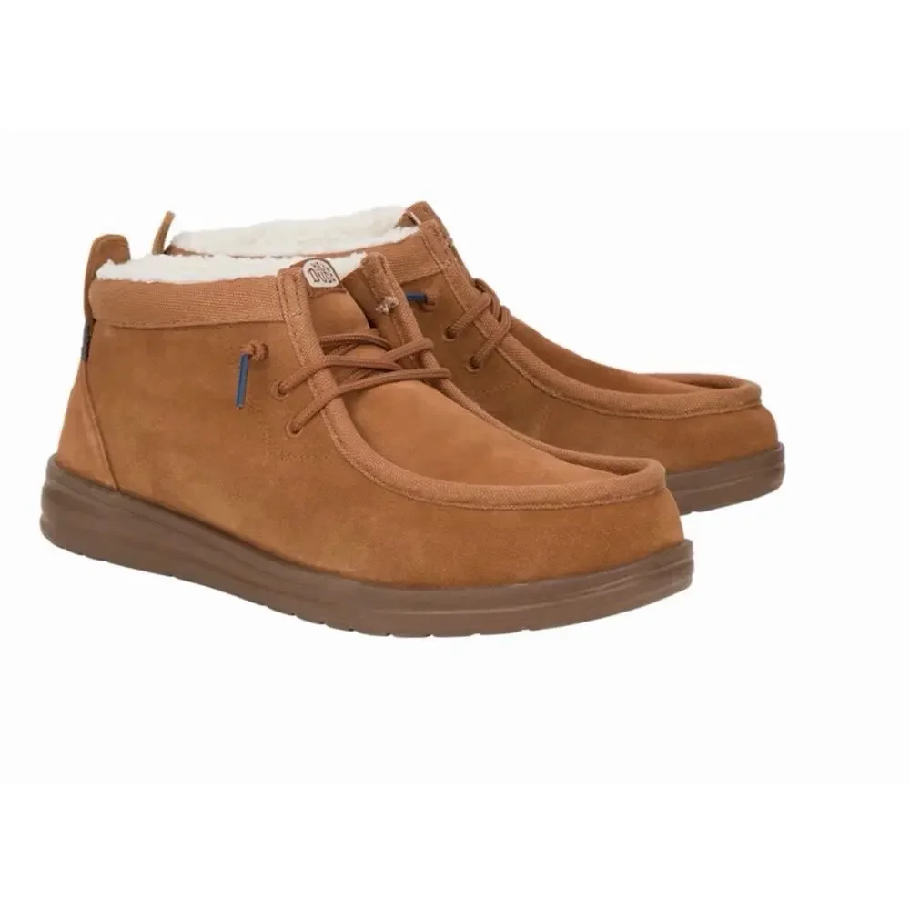 Hey Dude Mens 9 Wally Cozy Mid Gripr Warmth Lined Slip On Brown W/ Extra Insert
